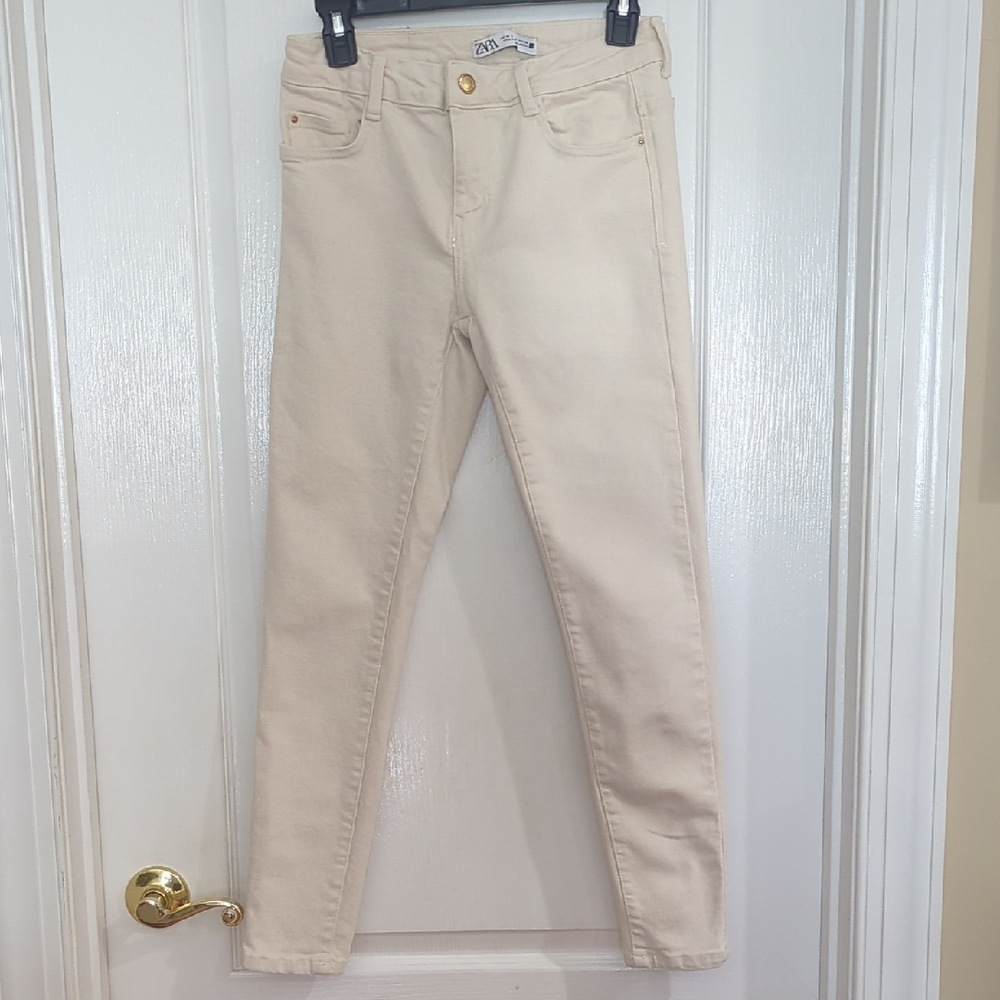 Zara Women's Cream Skinny Jeans